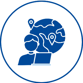 Blue snail logo inside a circular border.